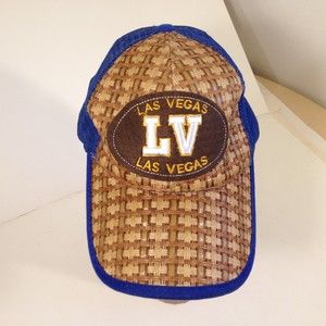 Vintage Las Vegas LV Bamboo Wicker Look Baseball Cap Hat Adjustable Snapback